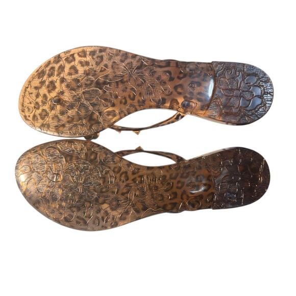 Olivia Miller Womens Size 39 (US 9) Leopard Studded Jelly Sandals Slip On Thong - Picture 9 of 11